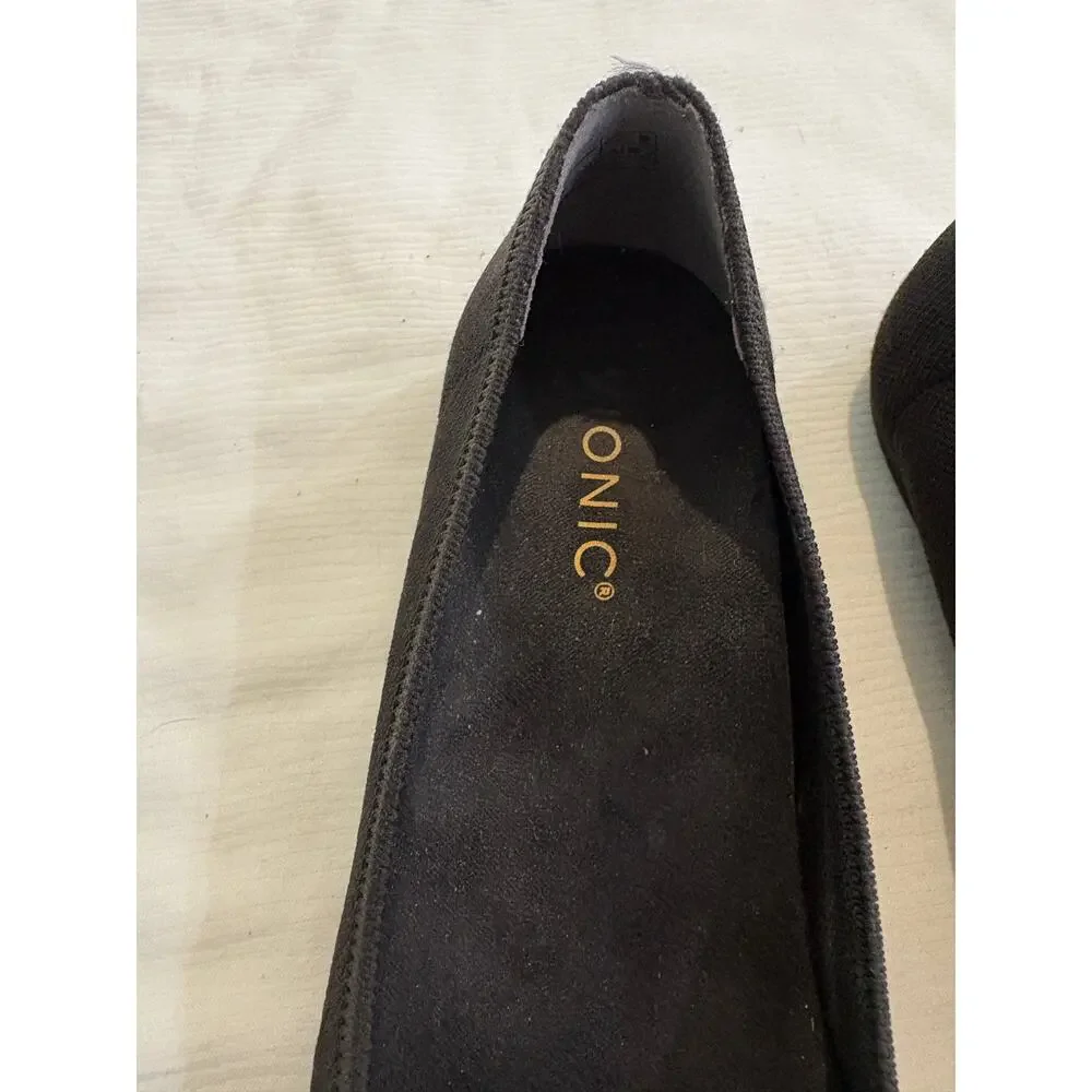 Vionic Klara Knit Black Ballerina Skimmer Flats Bow Women's 6 Comfort Orthotic